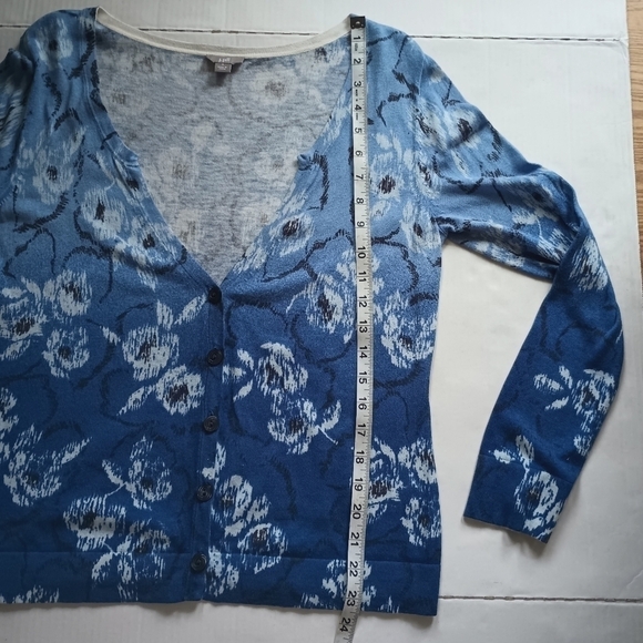J. Jill Floral Button Up Long Sleeve Cardigan Silk Cashmere Blend Small - Picture 8 of 10